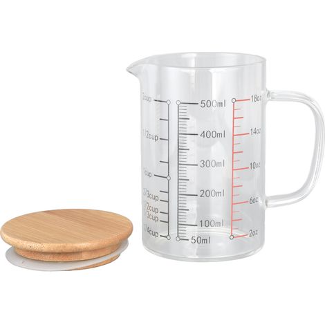 Verre doseur gradué 500 ml résistant à la chaleur, tasse transparente pour micro-ondes, cuisine, lait, yaourt (1/5)