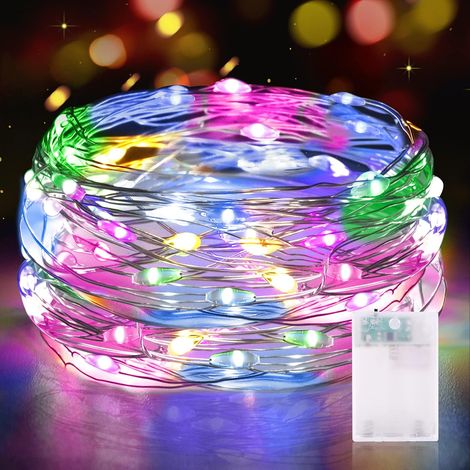 Guirlande Lumineuse LED à Piles 5M 16.5FT 50LED Micro Guirlande Led Pile Interieur et Extérieur pour Chambre Noël Mariage Sapin Bocaux Décoration (1 Pièce, Coloré) (1/5)