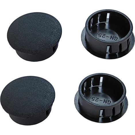 Lot de 5 Bouchons à Boutons en Plastique -55mm - Capuchons Ronds à Clipser pour Trou de Meubles - pour Armoire, Bureau, Table, Chaise, Armoire - Noir (1/5)