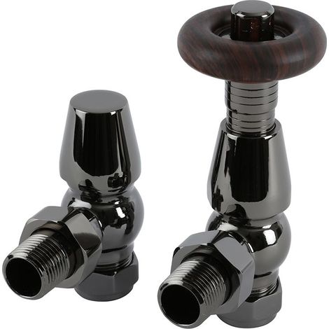 Milano Windsor Thermostatic Angled Radiator Valves Pair - Black Nickel (1/5)