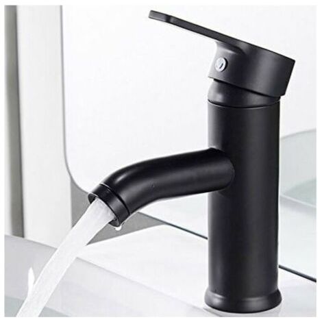 Robinet de lavabo mitigeur Mono Robinet Noir Mat Cuivre Design Rétro élégante - G1/2 Universel, Hauteur 17/30 cm, Base 5.2 cm, Installation 32-35 mm (1/4)