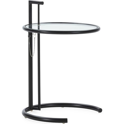 Table d'appoint design verre et métal noir - noir élégant avec plateau en verre (1/5)