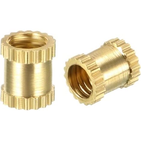 10 écrous à insert fileté moleté en laiton, 1/4"-20 x 6 mm (1/5)