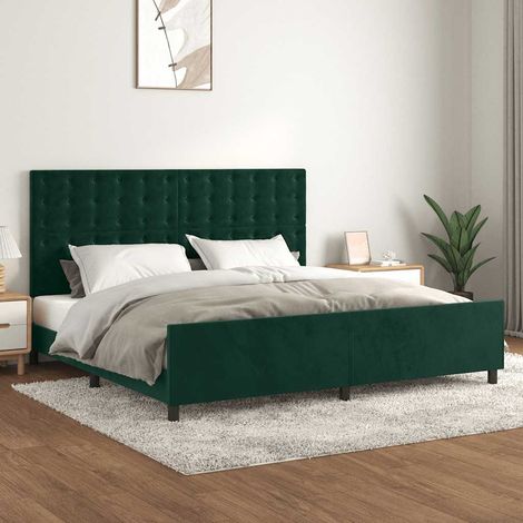 Bettgestell ohne Matratze Dunkelgrün 200x200 cm Samt (1/5)