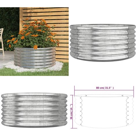Pflanzkübel Pulverbeschichteter Stahl 80x80x36 cm Silber - Pflanzkübel - Hochbeet - Gartengefäß - Edelstahlpflanze - Balkonpflanzenkübel - Home & Living (1/5)