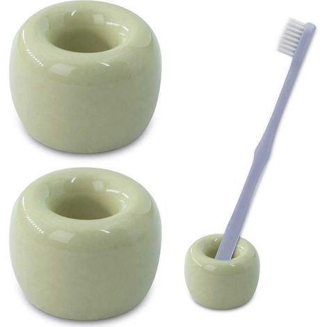 2er-Pack Mini-Zahnbürstenhalter aus Keramik von Artesanais für Badezimmerablagen, dunkelgrün von Aquaforge (1/5)