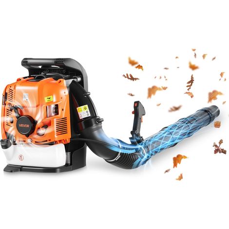 Souffleur Feuille Thermique 4 Temps 75,6 cm³ Souffleur Feuilles à Dos, pour Entretien Pelouse Jardin Allée Nettoyage Automnal Neige Poudreuse, Réservoir 1,8 L, Débit 1045 m³/h, Vitesse 317 km/h