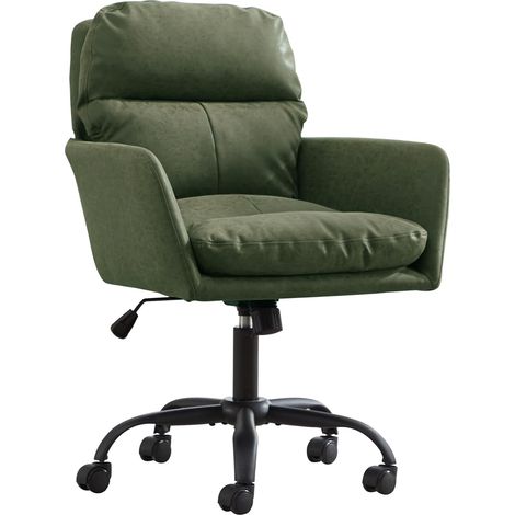 Similicuir, matériau PU, piètement noir, réglable en hauteur — convient pour le bureau, la chambre, la coiffeuse et d'autres environnements. Une chaise de bureau.