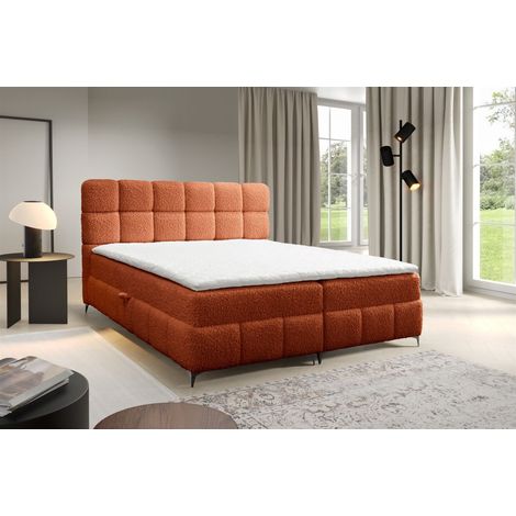 Boxspringbett Bett Schlafzimmerbett SOPHIE 100x200cm Stoff Rolf Rostbraun (1/5)