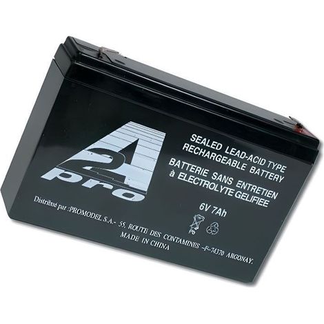 Batterie plomb 6V - A2PRO - 7Ah - Dimensions 150x35x94mm - Couleur Noir