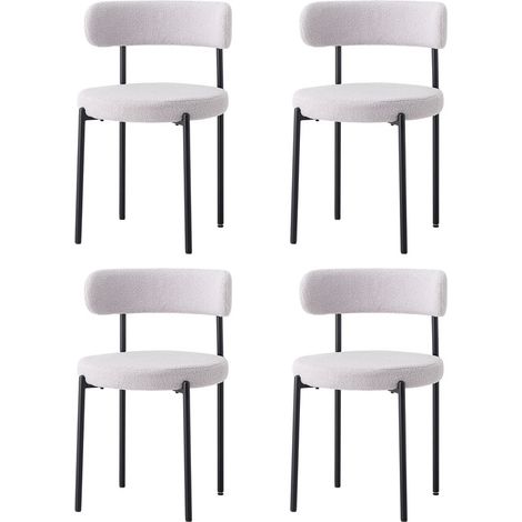 Wokaka Pack 4 sillas de comedor Modernas Minimalistas(Gris claro) - Patas de metal - Respaldo curvado (1/5)