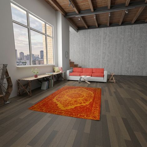 Tapis vintage Maddox - Tapis vintage - 140x70cm, Rectangular - 100% Laine vierge - Tufté main - Orange
