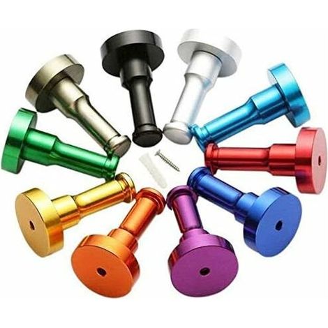 Pack of 10pcs Colorful Space Aluminum Coat Hooks, Bathroom Door Hook Wall Mount for Garment Towel Dress Hat Accessories (Random Color) (1/5)