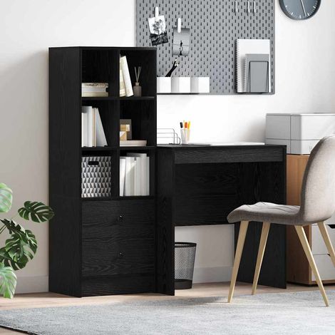 Desk with Storage with Drawer 2 pcs Black oak Engineered wood vidaXL (1/5)