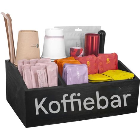 Organisateur à café TuseRxln - Station café - Grande capacité de rangement pour café et thé - 1 pièce - Noir - Cuisine ou bureau (1/5)