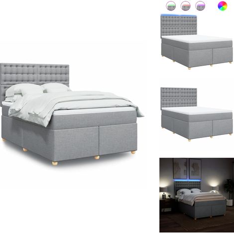 Sommier à lattes de lit avec matelas Gris clair 140x190cm Tissu - Sommier À Lattes De Lit - Sommiers À Lattes De Lit - Lit - Meuble De Chambre À Coucher (1/5)