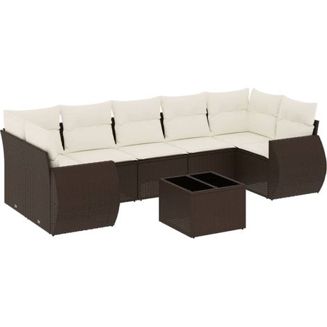 Set sofás de jardín 8 piezas y cojines ratán sintético marrón vidaXL (1/5)