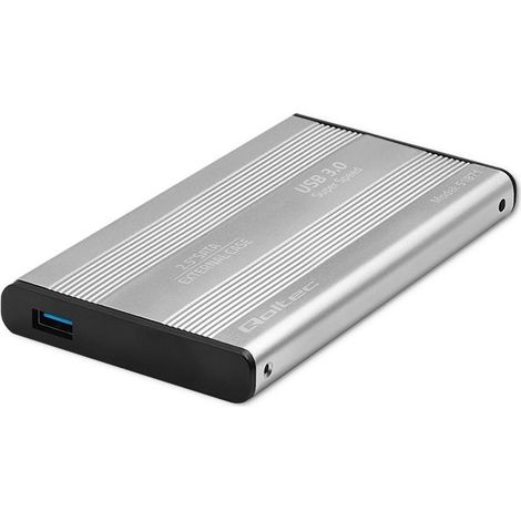 Caja de aluminio Qoltec  Disco duro SSD de 2,5" SATA3  USB 3.0  Plata (1/5)