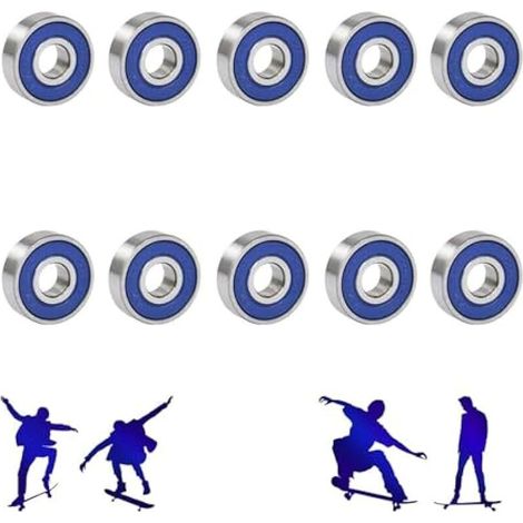 10 pièces Roulement sans friction Abec 9 Skateboard Roller Skate Wheels Scooter Spare Bearings roulements de skateboard Longboard Scooters (Bleu)