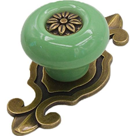 Poignée Vintage en Céramique Verte Bronze pour Meuble Tiroir Armoire Porte (1/3)