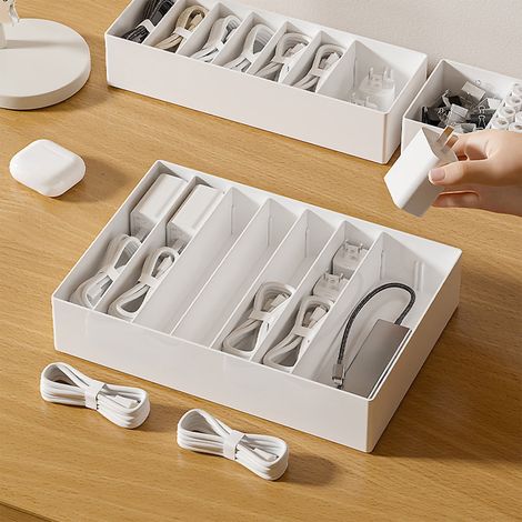 Boîte De Rangement Pour Ornements - Boîte De Rangement Pour Câbles - Organisateur De Bureau À Tiroirs - Compartiments Réglables - Sans Couvercle - Grand Modèle (1/5)