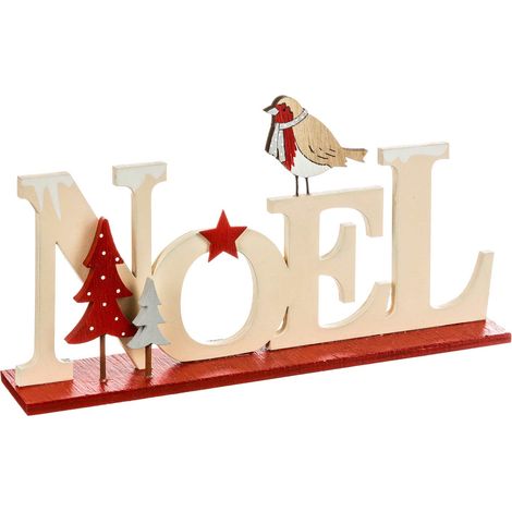 Déco à poser NOEL lettres en Bois avec sapin rouge L 22.5 cm - Feeric Christmas (1/3)