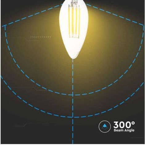 VURAHOME - LED-Filament-Kerzenbirne, XU, V-TAC 4W E14, Kaltweiß, hochwertiges Produkt, lange Lebensdauer, energiesparend, UV-frei, CE/RoHS-konform, Zufriedenheitsgarantie - (1/5)