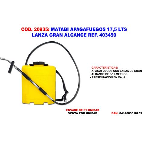 EXTINCTEUR MATABI 17,5 LTS AVEC LANCE HAUTE GAMME 8-12 MTS