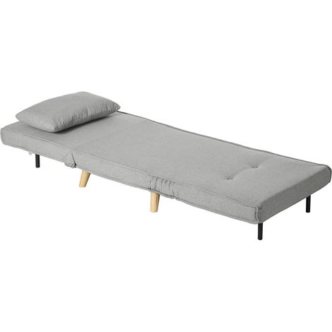 Fauteuil convertible dossier réglable 6 positions aspect lin gris clair 150 kg
