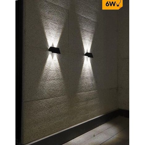 TrAdE Shop Traesio - Applique Biemissione Led Lampada Solare Parete Ip65 Luce 3000k 6500k Nero Yh0616 - -Bianco Freddo -