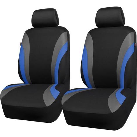 Housses de sièges avant,housses de sièges auto grises pour deux sièges avant uniquement,compatibles avec les airbags(noir et bleu) (1/4)