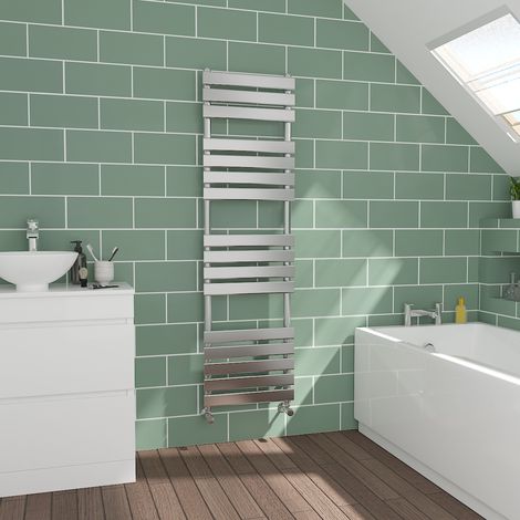 Flat Panel Chrome Towel Radiator Bathroom Heated Rail 1600x450mm (1/5)