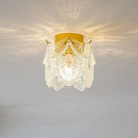 E27 Hallway Light, Corridor Lamps, Balcony Lamps, Creative Modern Minimalist Scandinavian Entrance Ceiling Light for Bedroom (Bulbs Not Included) (Gold) (1/5)