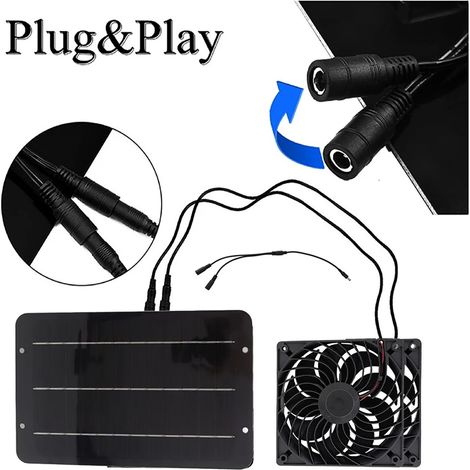 Ventilateurs d'extraction solaires doubles, kit de ventilateurs d'extraction haute vitesse et faible bruit avec panneaux solaires monocristallins, ventilateurs pour chiens, ventilateurs,Ventilateur si (1/4)