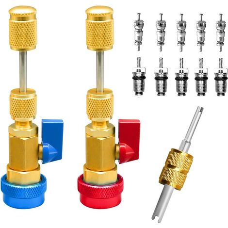 R134A Lot de 13 outils d'installation de noyau de valve rapide haute et basse pression pour système de climatisation réfrigérant (1/5)