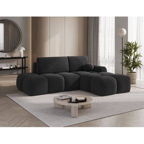 Ecksofa mit Schlaffunktion Sofa PLAY Stoff Coral Anthrazit Ottomane Rechts (1/5)