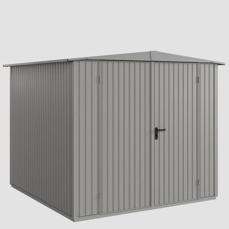 Hörmann Ecostar Metall-Gerätehaus Trend mit Satteldach Typ 2, 259 x 248 cm, graualuminium, 5,7 m², 2-flüglige Tür