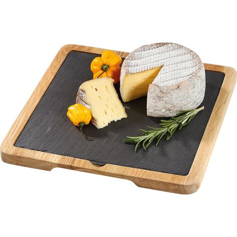 Plateau à fromage Cilio Formaggio avec base en chêne, ardoise, 23 x 23 cm (1/4)