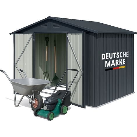 Albatros Profi Gerätehaus XL – verzinktes Metall in Anthrazit (RAL 7016) 259x189x192cm, 9,4m³ Inkl. Schloss & Werkzeughaken wetterfest (1/5)