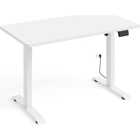 Bureau professionnel 120x65 Blanc mat hauteur de 73 à 120cm réglable électrique (1/5)