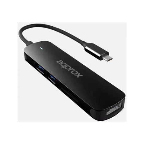 El APPC45 es un Hub USB Tipo C 5 en 1, incluye un puerto HDMI que soporta resoluciones hasta 4K/30Hz, 2 puertos USB 3.0 con velocidad hasta 5Gbps y le