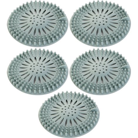 Lot de 5 bouchons de douche en silicone pour cheveux, crépine d'évier, pour salle de bain, baignoire et cuisine. (1/5)