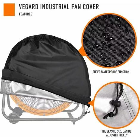 Housse de protection pour ventilateur industriel, imperméable et anti-poussière, compatible avec les ventilateurs à tambour d'extérieur robustes de 24 pouces, 78 x 22 x 78 cm (24-30 pouces), noir (1/5)