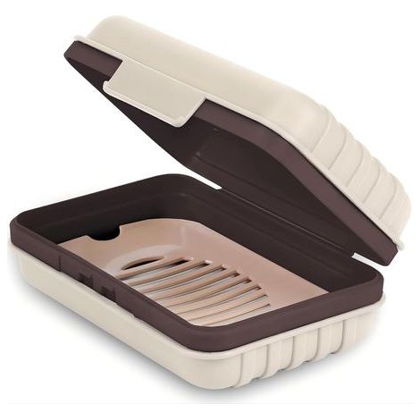 Porta sapone a doppio strato con coperchio e scolapiatti, bianco, 127,65 cm, un porta sapone ermetico e portatile, ideale per i viaggi. (1/5)