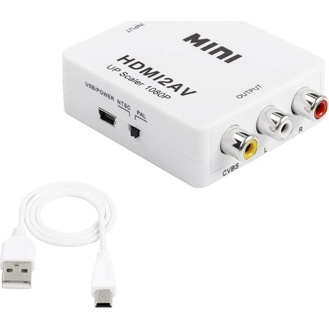 MINKUROW Hdmi auf Cinch Konverter, 1080P Hdmi auf Cvbs AV Audio Video Adapter Pal/Ntsc kompatibel, für PC, Laptop, Xbox, Hdtv, DVD (Weiß) (1/5)