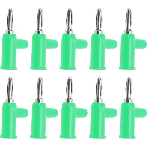 Fiche banane empilable 4mm/0,2 pouces, connecteur de taille Standard en laiton sans soudure pour accessoires de sécurité vert 10 pièces (1/5)