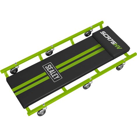 Sealey 36"" Deluxe American-Style Creeper with Steel Frame & 6 Wheels - Hi-Vis Green SCR75HV
