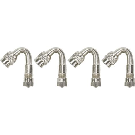 Adaptateur d'extension de valve de pneu à 45 degrés pour voitures, motos, vélos, valves universelles (4 pièces, argent) (1/4)