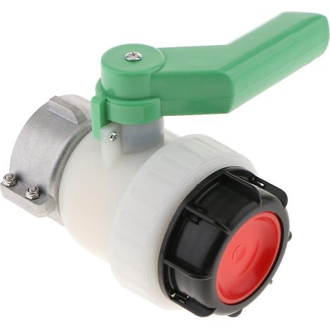 Vanne à bille vissable en PEHD pour cuve IBC 1000 L, diamètre d'entrée DN50 (50 mm, 2 pouces), diamètre d'entrée 62 mm (1/5)