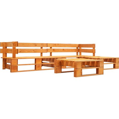 Canapés de jardin palette 4 pcs Bois Marron miel 2 (1/3)